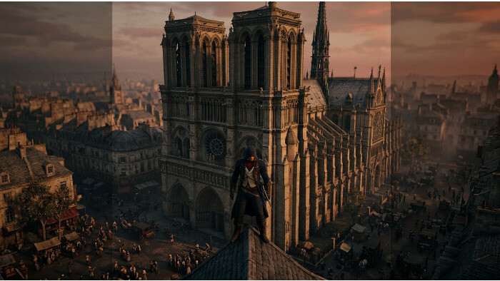 Assassin's Creed: Unity thumbnail met de Notre-Dame in Parijs, passend bij het artikel over geen restauratieblauwdruk