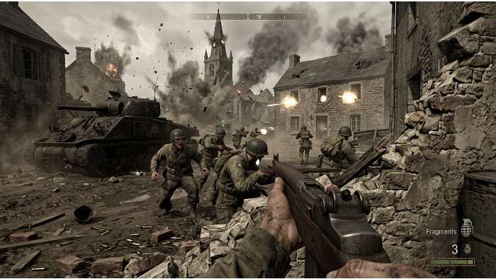 Featured thumbnail voor Call of Duty 3 op Xbox met soldaat in WOII-gevechtssfeer