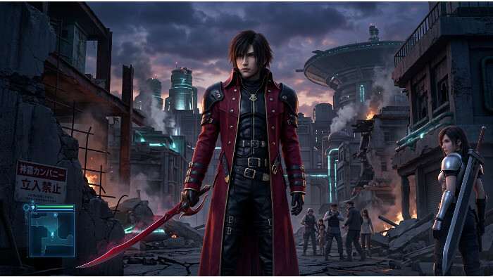 Featured thumbnail over Crisis Core: Final Fantasy VII, met Gackt in Genesis-cosplay die fans laat dromen van Dirge of Cerberus.