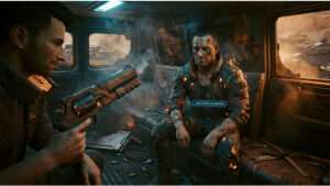 Cyberpunk 2077 featured thumbnail over Comrade's Hammer die een missie in een meme verandert