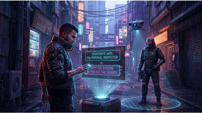 Uitgelichte thumbnail voor Cyberpunk 2077 over Mandated Fate met gratis Steam-demo tijdens Cyberpunk Fest