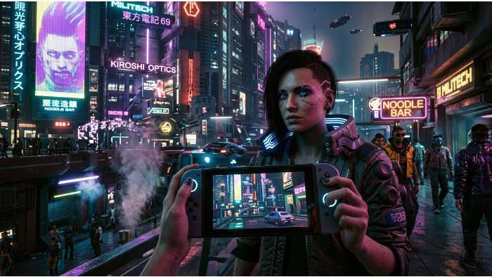 Cyberpunk 2077 thumbnail over de Switch 2-versie, met focus op slim inleveren zonder de wereld te breken