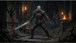 Diablo IV featured thumbnail over Geralt van Rivia en The Witcher crossover in donkere fantasy stijl