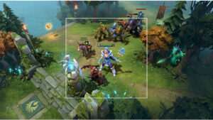 Dota 2 uitgelichte thumbnail met hero-illustratie, passend bij het artikel over de eerste 10 minuten en leercurve