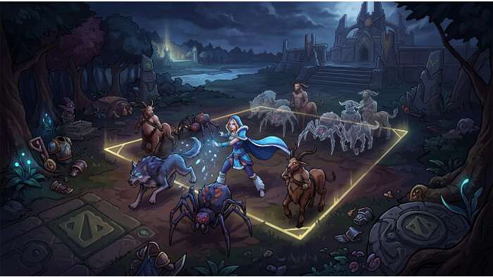 Dota 2 featured thumbnail over neutral-camp stacken, met game-art en titeltekst over skillverschil