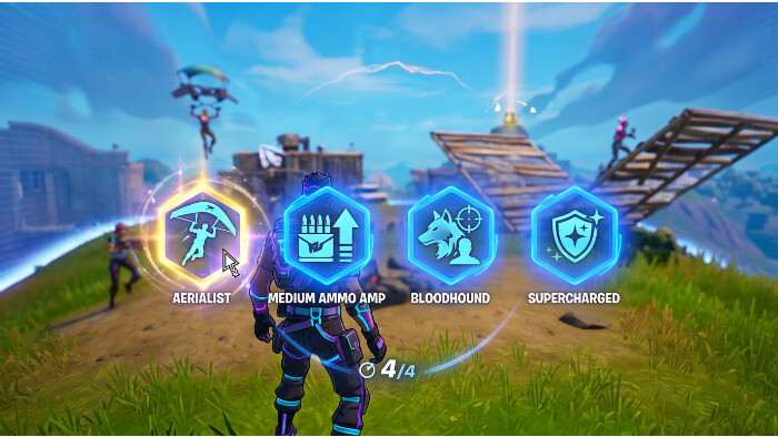 Fortnite featured thumbnail voor een tier list van de beste augments, met gestileerde game-achtergrond