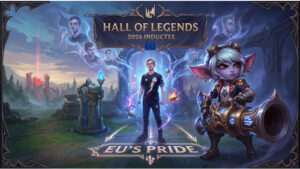 League of Legends thumbnail over Caps en Hall of Legends 2026, met Tristana en een mogelijke eigen skin