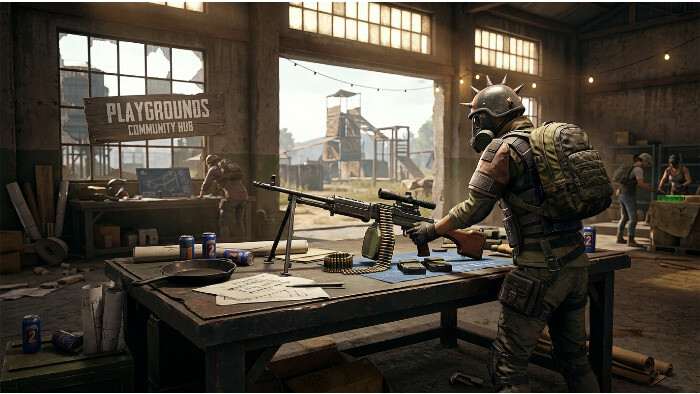 PUBG: Battlegrounds thumbnail met soldaat in gevechtsuitrusting en verwijzing naar Playgrounds en RPD in update 42.3
