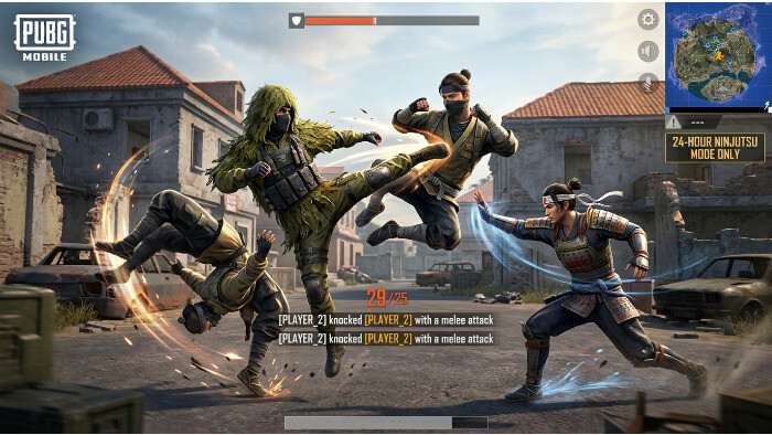 PUBG Mobile uitgelichte thumbnail met ninja die een Ninjutsu-handteken maakt bij het thema zonder wapens