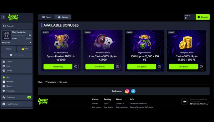 LuckyBoom casino zonder Cruks bonussen