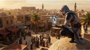 Uitgelichte thumbnail over Assassin's Creed Mirage met Denuvo-rechtszaak tegen een crackmaker als onderwerp