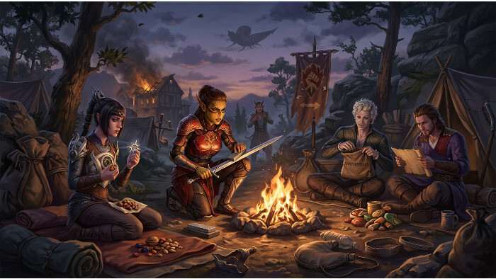 Vierkante Baldur's Gate 3 thumbnail met donkere fantasy sfeer, passend bij spanning zonder tijdklok