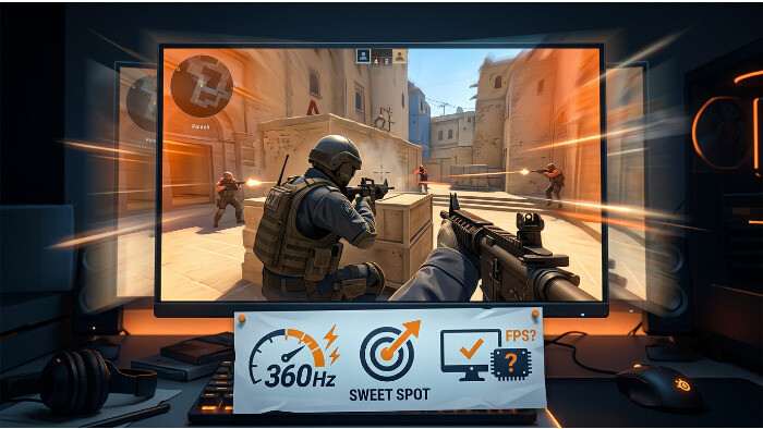 Uitgelichte thumbnail voor Counter-Strike 2 over CS2-pros en de vraag of 360 Hz monitors overkill zijn