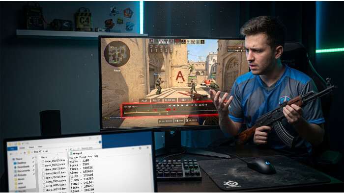 Counter-Strike 2 thumbnail met silhouet van een speler en tekst over problemen met replay-tools