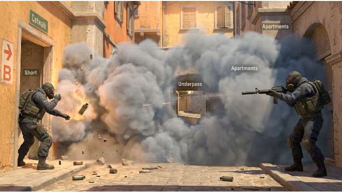 Uitgelichte thumbnail voor Counter-Strike 2 over wolken, rook en zichtlijnen in tactische shooters