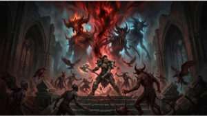 Diablo IV featured thumbnail met donkere hel-achtige artwork rond de Switch 2 release op 15 september