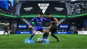 Vierkante thumbnail voor EA Sports FC 25 met PlayStation-spotlight en verwijzing naar nieuwe features