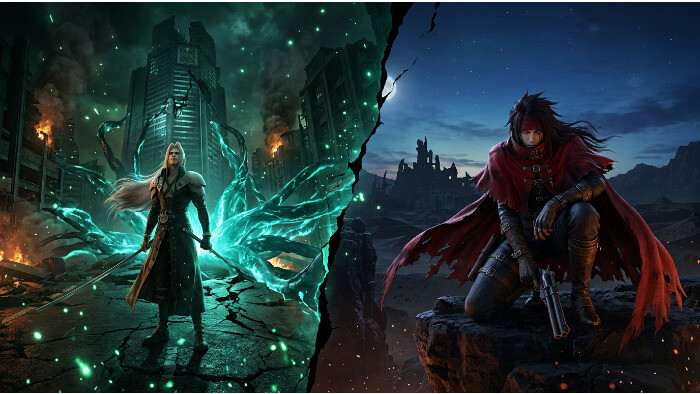 Featured thumbnail for Final Fantasy VII about Square Enix releasing two story DLCs, with stylized character art