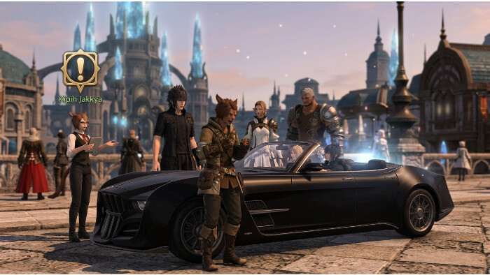 Featured thumbnail voor Final Fantasy XIV met verwijzing naar de terugkerende FF15-crossover voor drie weken