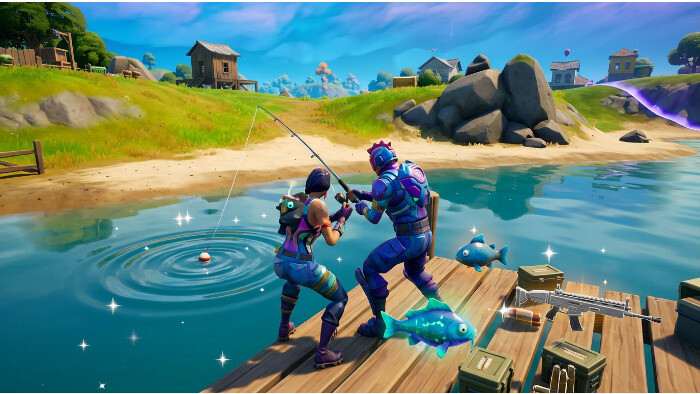 Fortnite featured thumbnail met visplek en loot-thema voor het vinden van de beste heals