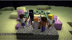Minecraft featured thumbnail over vijf noobs die proberen het speedrun-record te breken