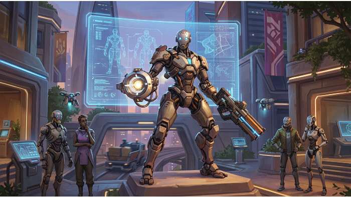 Overwatch 2 featured thumbnail over nieuwe Omnic-held, met verwijzing naar animated short en trial weekend