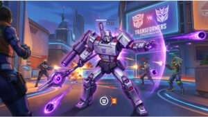 Overwatch 2 thumbnail met Ramattra als Megatron in de Transformers-skin aankondiging