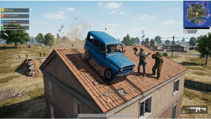 Uitgelichte thumbnail voor PUBG Mobile met een auto op een dak, verwijzend naar een viral Facebook-clip