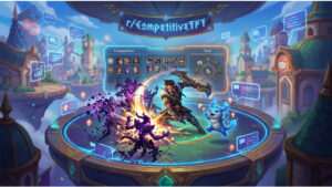 Teamfight Tactics thumbnail over Set 18 meta, met CompetitiveTFT en Reddit als thema