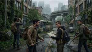 Featured thumbnail voor The Last of Us met donkere game-art en kop over twee nieuwe Naughty Dog projecten