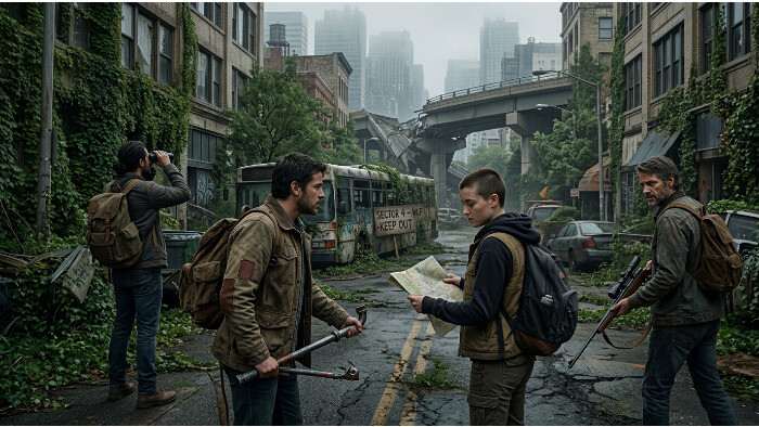 Featured thumbnail voor The Last of Us met donkere game-art en kop over twee nieuwe Naughty Dog projecten