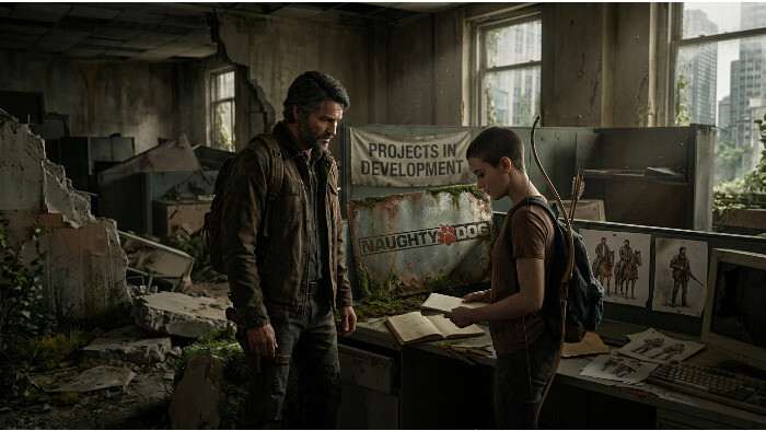 The Last of Us artikelthumbnail met personageportret en kop over meerdere nieuwe Naughty Dog-projecten