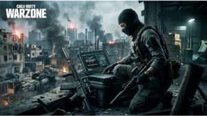 Warzone featured thumbnail over Activision's aanpak tegen cheatverkopers, met een tactische soldaat op de achtergrond
