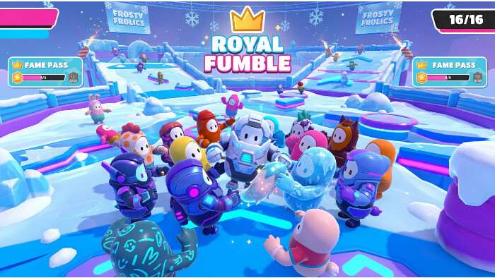 Fall Guys featured thumbnail over leak over nieuwe Fame Pass en Frosty Frolics met grotere Royal Fumble-lobby's