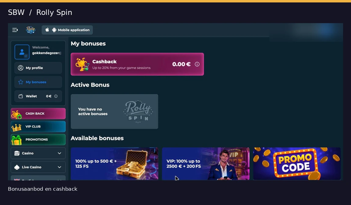 Rolly Spin welkomstbonus met percentage en free spins