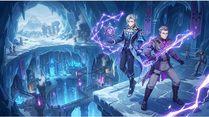 Genshin Impact featured thumbnail over versie 7.2 met Novokitezhgrad en twee Electro-personages