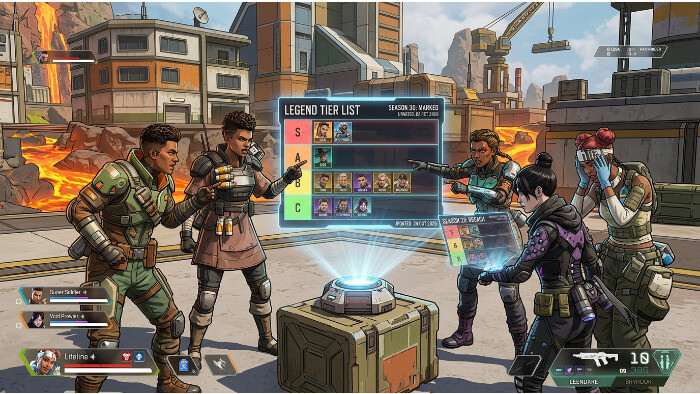 Apex Legends thumbnail met Legends en tekst over ruzie rond tier lists die al twee seizoenen oud zijn