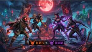 Apex Legends featured thumbnail for Blood Pact showing beasts versus demons theme in a dark red design