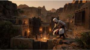 Featured thumbnail for Assassin's Creed Mirage about Valley of Memory DLC pacing, with an assassin in a desert city scene