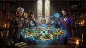 Uitgelichte thumbnail voor Baldur's Gate 3 over een AI-sandbox bouwen zonder code, met een fantasy karakterportret