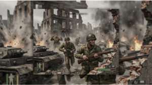 Uitgelichte thumbnail voor Call of Duty: Finest Hour op PS2 met een soldaat in WOII-stijl