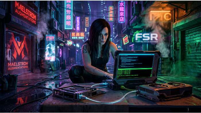 Cyberpunk 2077 featured thumbnail over DLSS op een AMD-gpu met een script