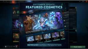 Uitgelichte thumbnail voor Dota 2 met de Dota 2-logo en verwijzing naar de september client update