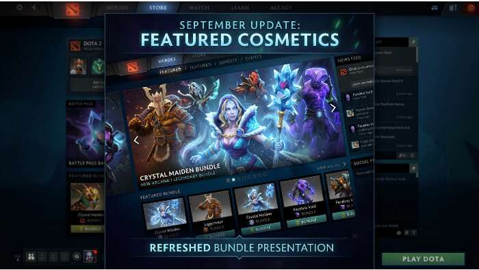 Uitgelichte thumbnail voor Dota 2 met de Dota 2-logo en verwijzing naar de september client update