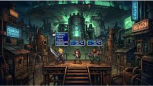 Final Fantasy VII featured thumbnail met Cloud Strife en de titel over gacha naar grid in HD-2D