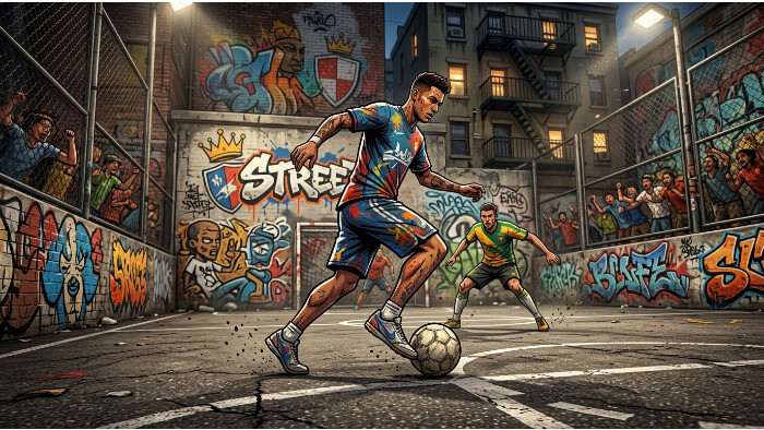 FIFA Street featured thumbnail met een street football sfeer rond fans die de game nieuw leven inblazen