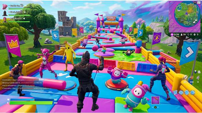 Fortnite artikelthumbnail over Tim Sweeney die een Fall Guys-overhaul belooft met de tekst 'Geef de game niet op'
