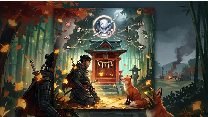Ghost of Tsushima featured thumbnail voor een platinum guide met samurai in rood-zwart design