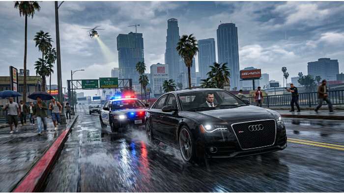 Uitgelichte thumbnail over Grand Theft Auto V met verwijzing naar GTA 6 gameplay, dieren, weer en NPC's