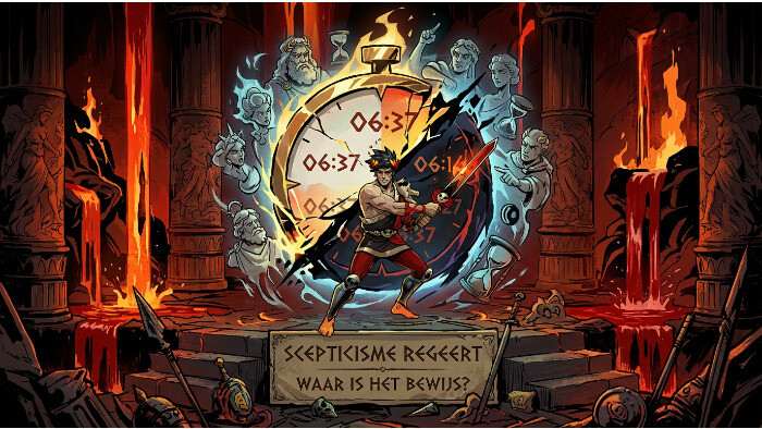 Uitgelichte thumbnail voor Hades artikel over een speedrun-claim zonder datum, met Hades artwork op donkere achtergrond